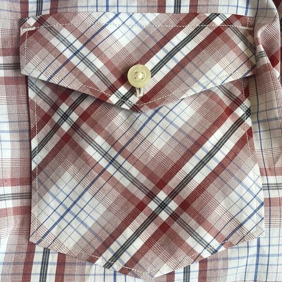NEW Banana Republic Red Plaid Western Cowboy Button Up Shirt 17-17.5 Fall Farm - Picture 6 of 10